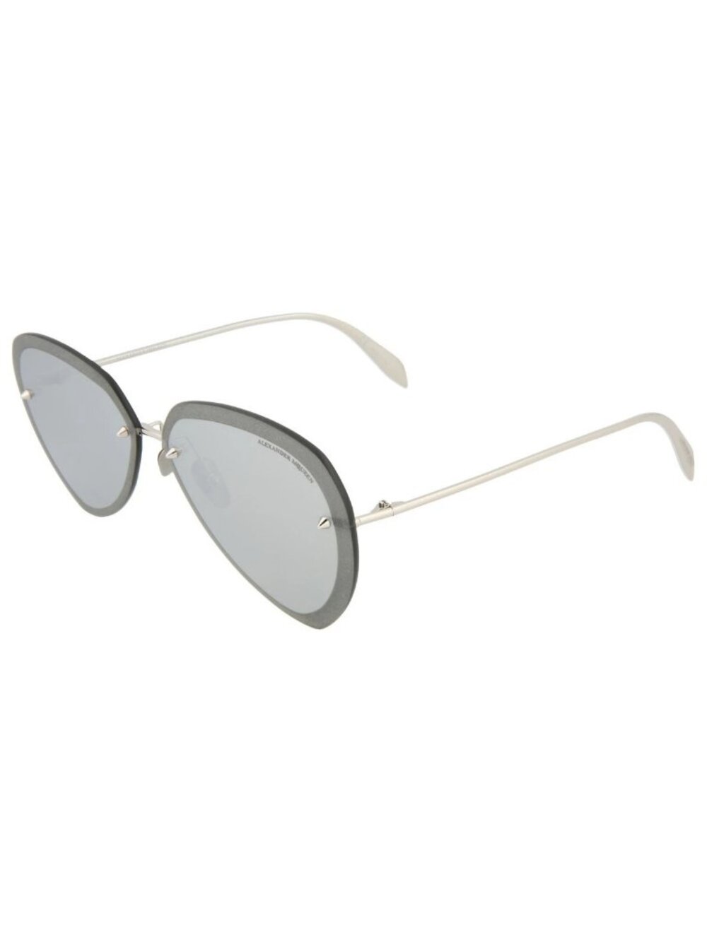 New Alexander McQueen Women's Sunglasses Aviator Metal Frame Mens Silver Silver